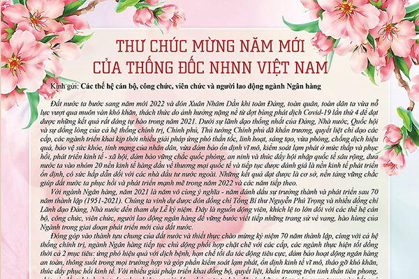 Thư chúc mừng năm mới của Thống đốc Ngân hàng Nhà nước Việt Nam