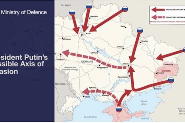Anh tiết lộ 'bản đồ tấn công Ukraina' của Nga