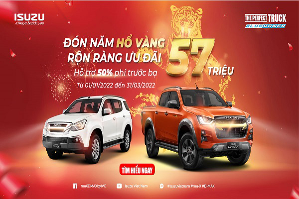 Isuzu ưu đãi 50% phí trước bạ 2 dòng xe nhập khẩu