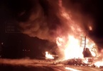 Xe tải bốc cháy trơ khung trên cao tốc Nội Bài – Lào Cai