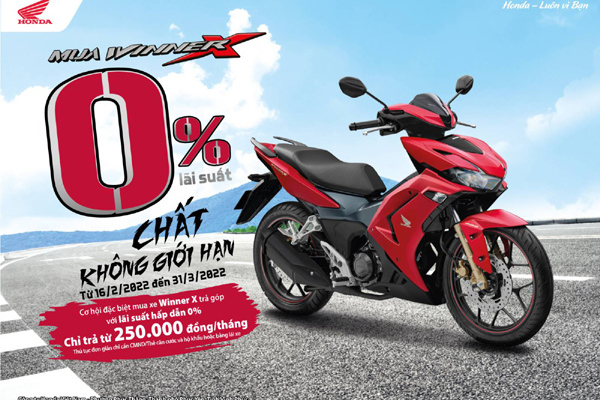 Honda ưu đãi lãi suất trả góp 0% cho khách mua Winner X