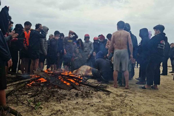 Đốt lửa sưởi ấm cho 14 ngư dân gặp nạn trên biển Hà Tĩnh