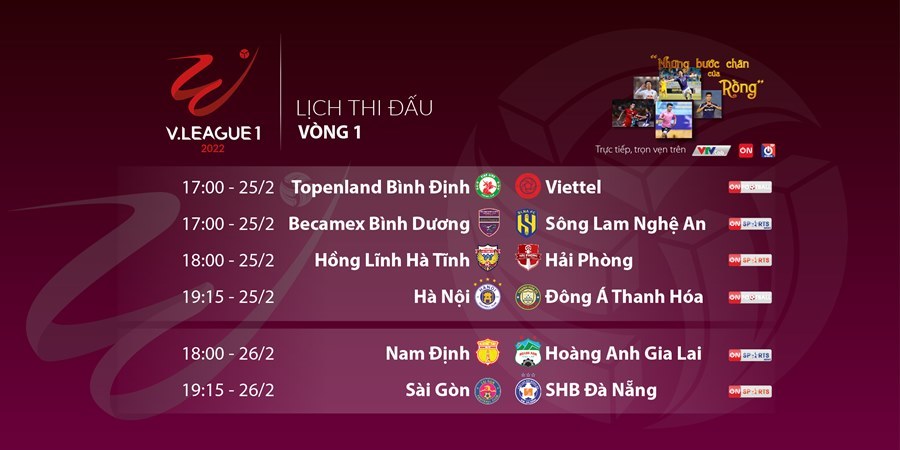 Lịch thi đấu bóng đá hôm nay 25/2: Khai màn V-League 2022
