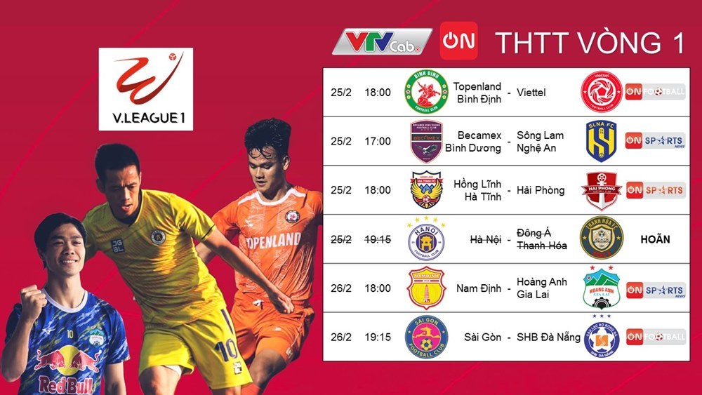 Lịch thi đấu vòng 1 V-League 2022 hôm nay: Thiên Trường đón 'bão'