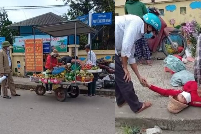 Người đàn bà bán hàng rong ngất xỉu sau khi bị cưỡng chế sai