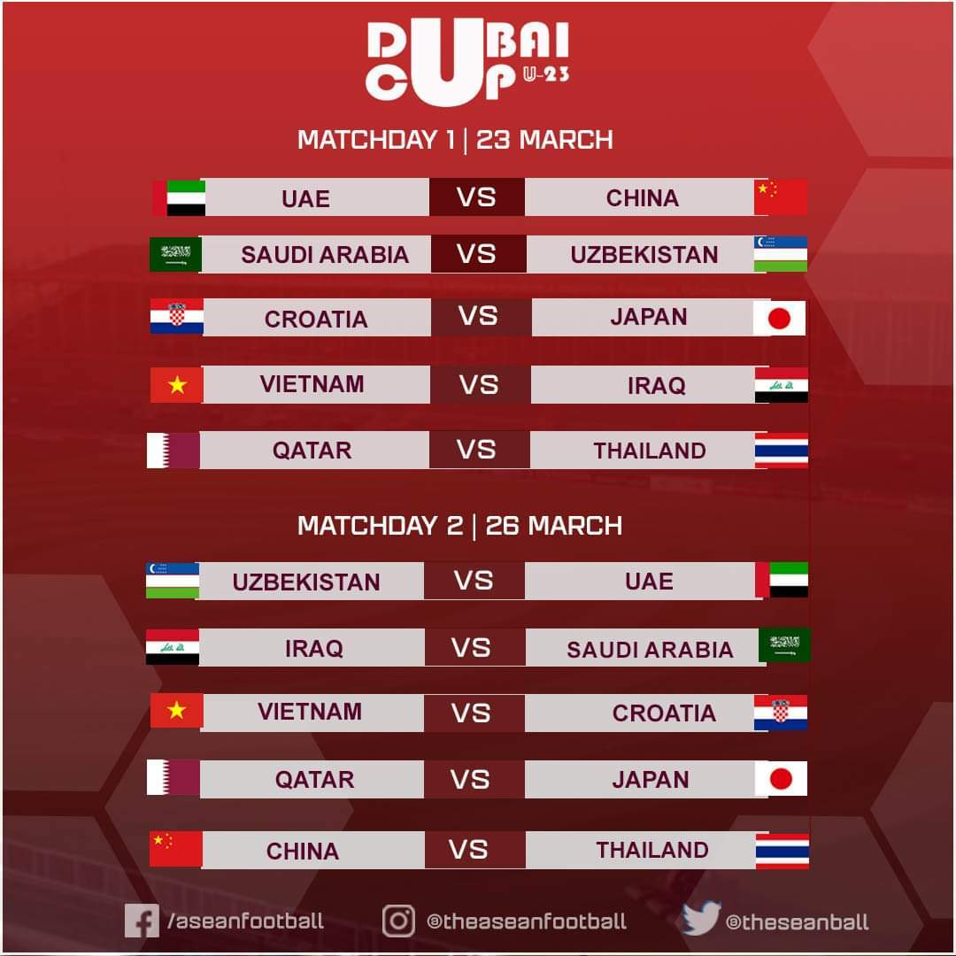 Lịch thi đấu của U23 Việt Nam tại Dubai Cup - UAE 2022
