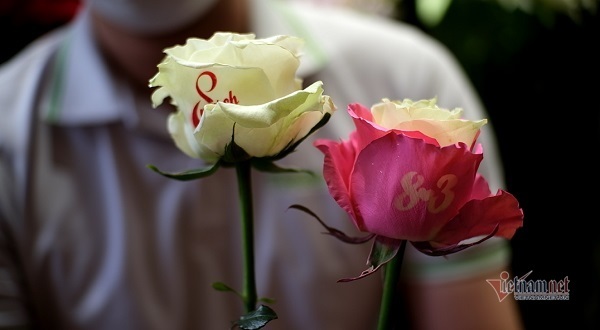 Lạ: Hoa hồng in chữ '8-3' giá 200 nghìn/bông đắt hàng
