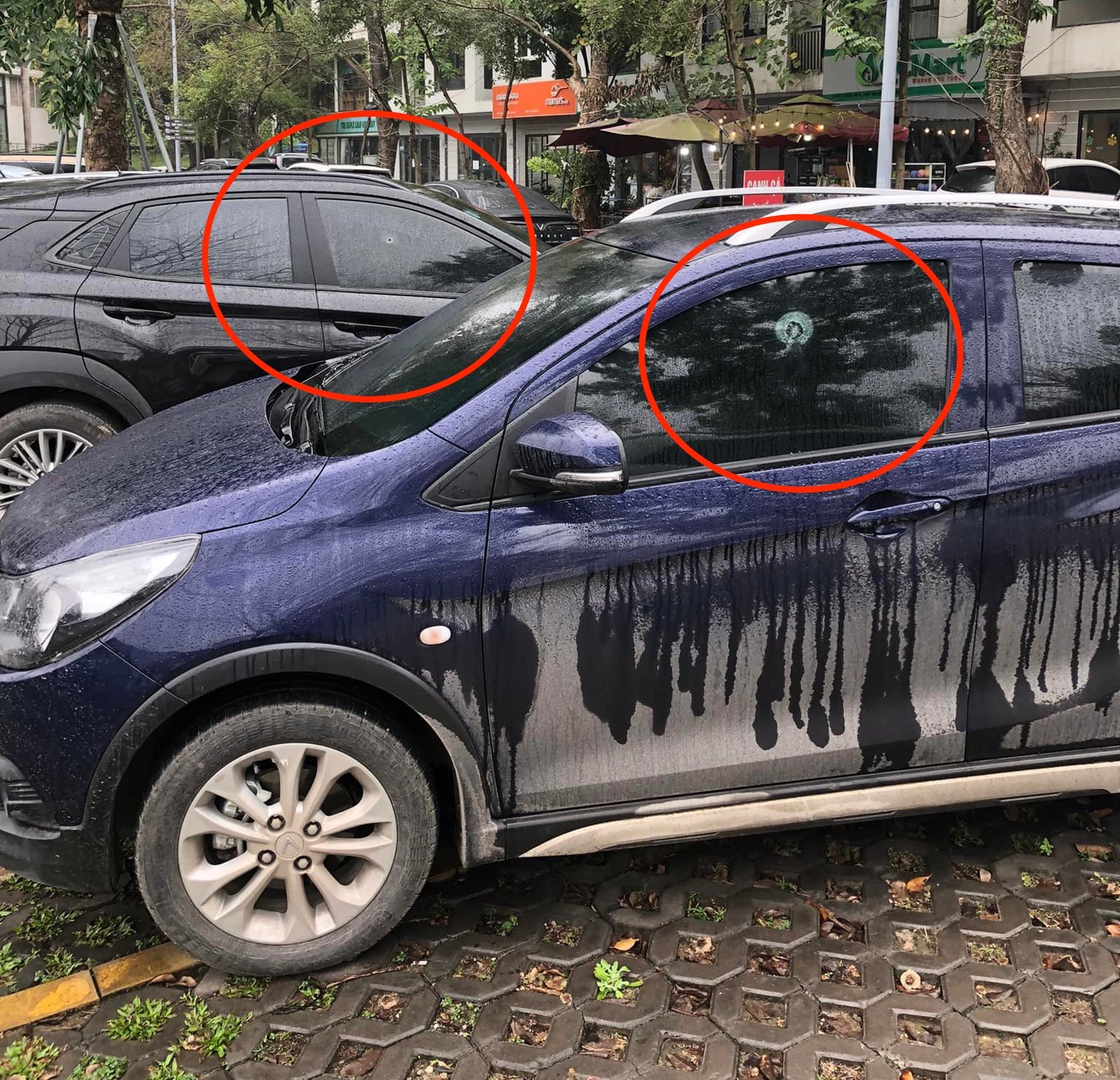 Hưng Yên: Hàng loạt ô tô trong một khu dân cư bị bắn vỡ kính