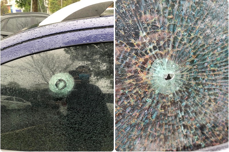 Hưng Yên: Hàng loạt ô tô trong một khu dân cư bị bắn vỡ kính