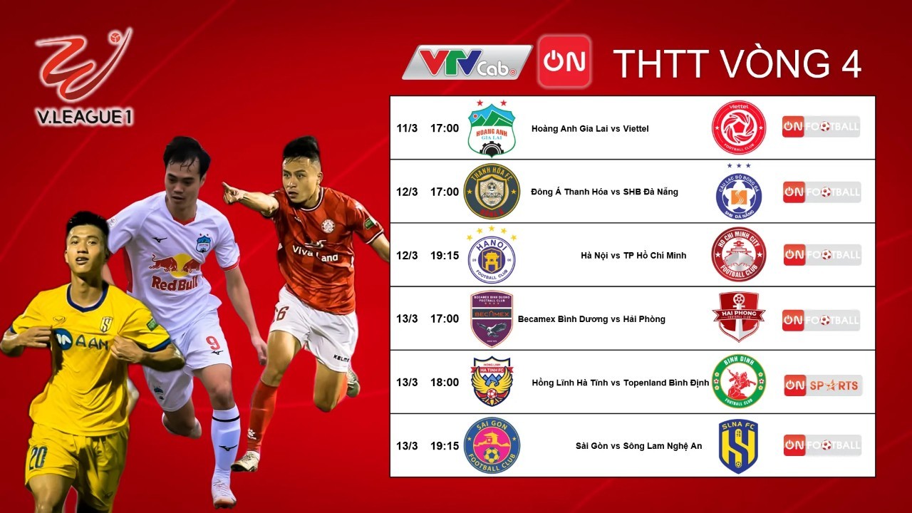 Lịch thi đấu vòng 4 V-League: Hà Nội tưng bừng ra quân