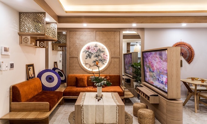 Âm hưởng xứ sở Phù Tang tràn đầy sức sống trong căn hộ 75m2