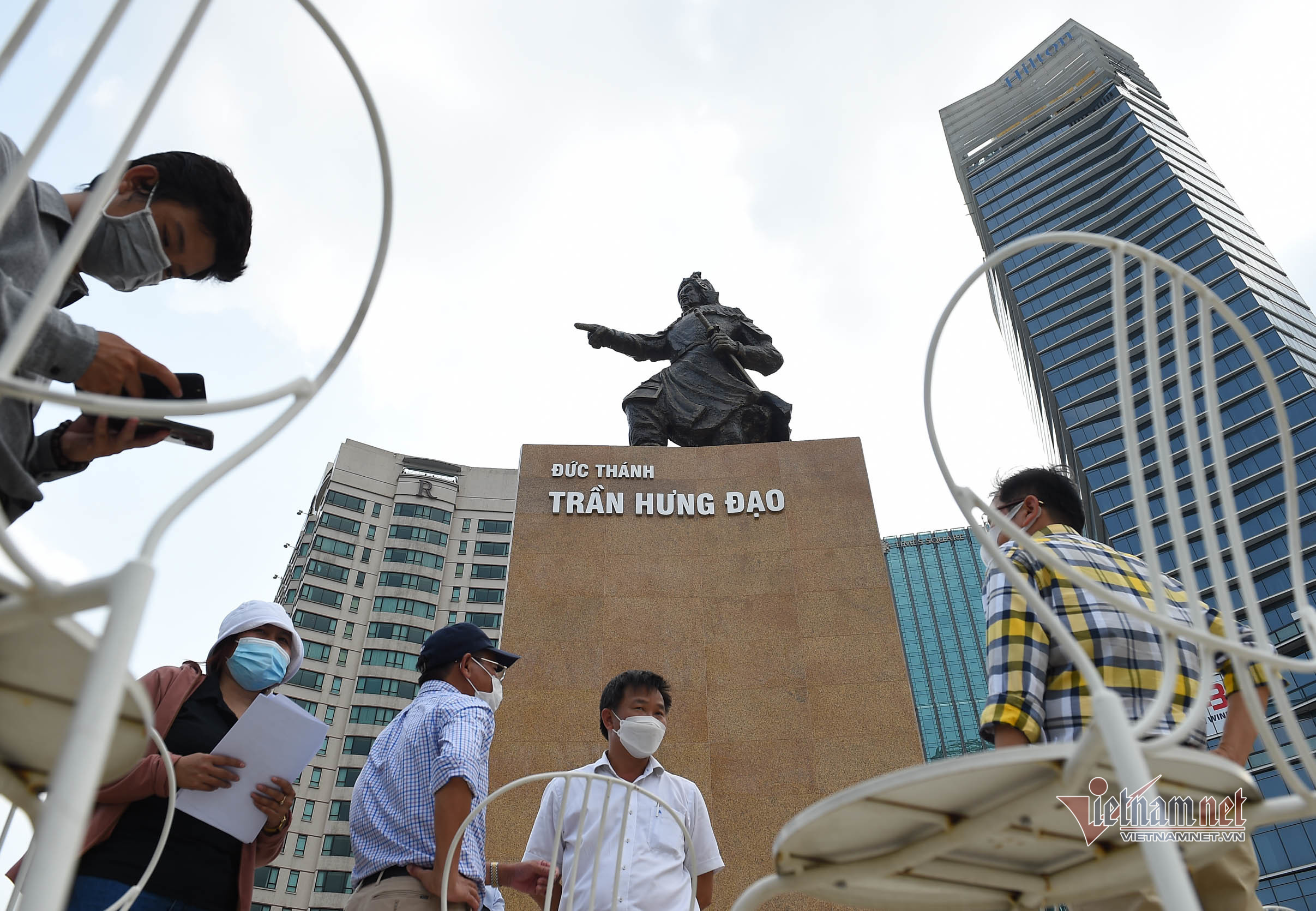 Statue of Saint Tran Hung Dao before the inauguration day