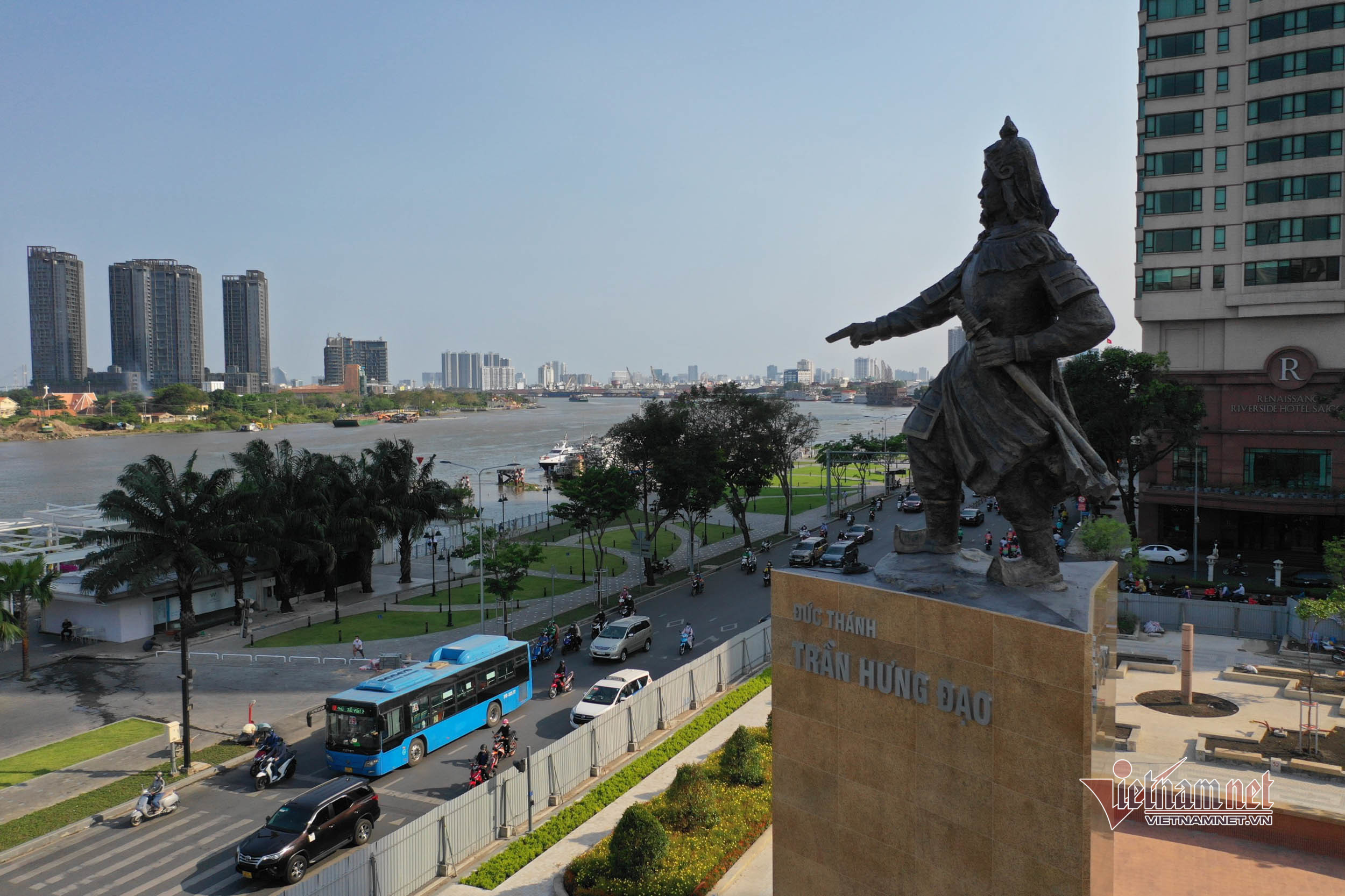 Statue of Saint Tran Hung Dao before the inauguration day