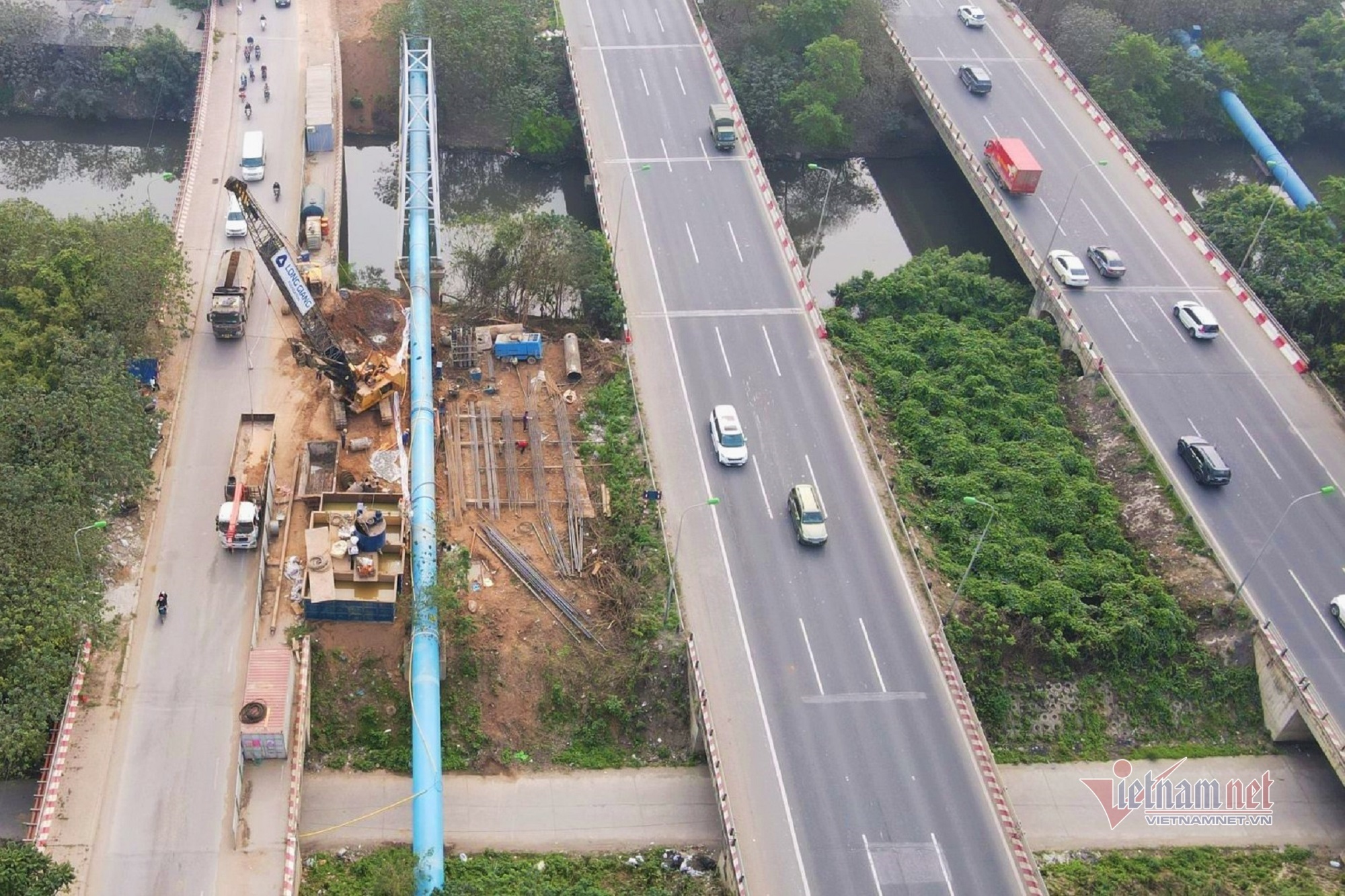 Cận cảnh dự án 163 tỷ đồng mở rộng đường gom Đại lộ Thăng Long