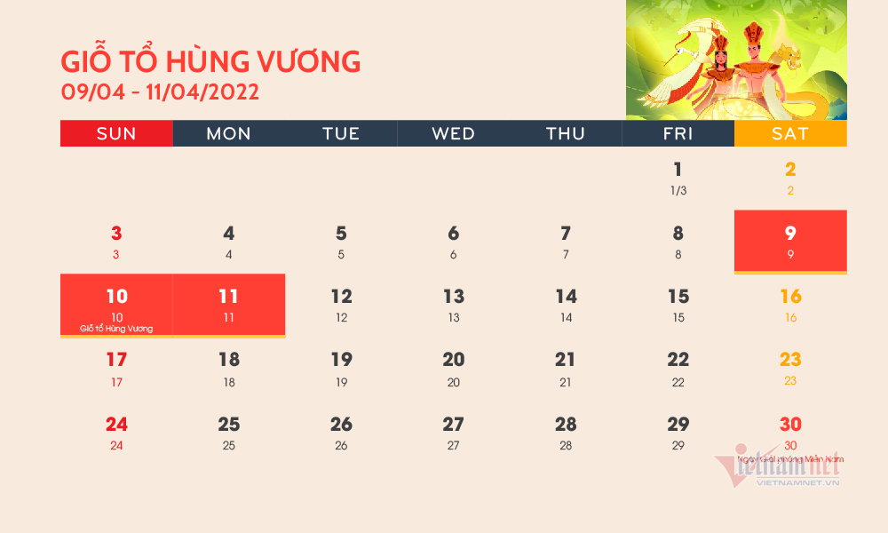 Anniversaries of Hung Kings and 30/4-1/5, employees get 7 days off