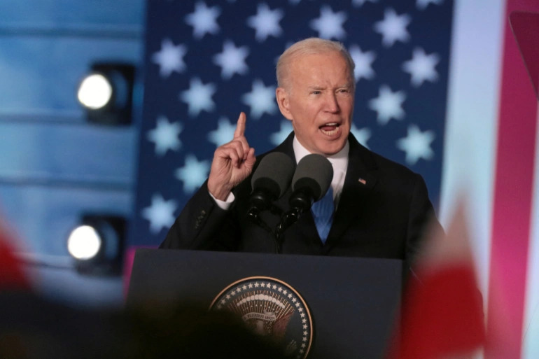 Mr. Biden attacked the Russian campaign, the western Ukrainian city was hit by missiles