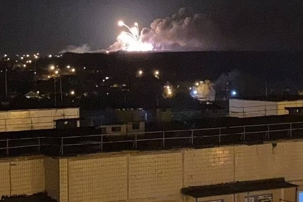 Video of the base in Russia being shelled