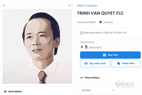 NFT FLC Chairman Trinh Van Quyet is for sale for 17,000 USD