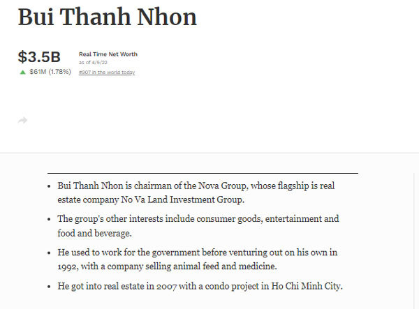 Calling Mr. Bui Thanh Nhon's name: Official USD billionaire, second richest in Vietnam